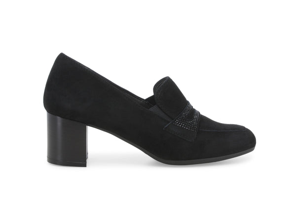 Melluso Mocassini Made in Italy Tacco Alto Tomaia Camoscio Nero X5336W-244676